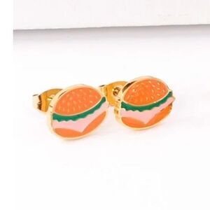 Gold-Plated Stainless Steel Hamburger earrings‎ 🍔